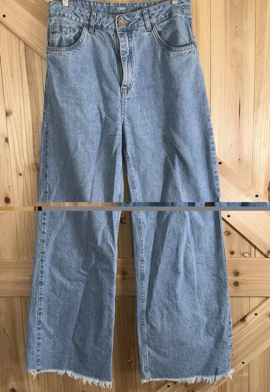 rzm Original Denim Collection For Women Brasil Raw Hem Wide Leg Mid Rise EU 40